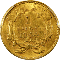 1854 Type 2 Gold Dollar ($1) Reverse Image