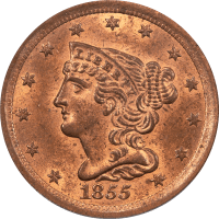 1855 Braided Hair Half Cent (1/2c) OBVERSE Image