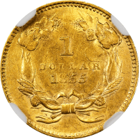 1855 Gold Dollar ($1) Reverse Image