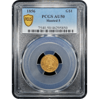 1856 Gold Dollar ($1) Slanted 5 Obverse Slab Image