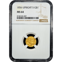 1856 Gold Dollar (G$1) Upright 5 SLAB Image