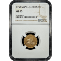 1858 Flying Eagle Cent (1c) Small Letters SLAB Image