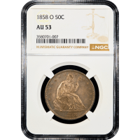 1858-O Seated Liberty Half Dollar (50c) Obverse Slab Image