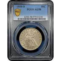 1858-O Seated Liberty Half Dollar (50c) Obverse Slab Image