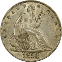 1858-O Seated Liberty Half Dollar (50c) Obverse Image