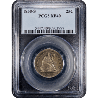 1858-S Seated Liberty Quarter (25c) Obverse Slab Image