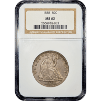 1858 Seated Liberty Half Dollar (50c) Obverse Slab Image