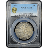 1858 Seated Liberty Half Dollar (50c) Obverse Slab Image