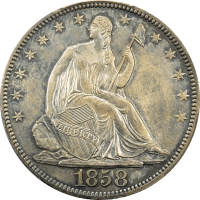 1858 Seated Liberty Half Dollar (50c) Obverse Image