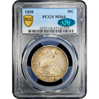 1858 Seated Liberty Half Dollar (50c) Obverse Slab Image