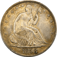 1858 Seated Liberty Half Dollar (50c) Obverse Image