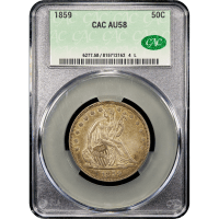 1859 Seated Liberty Half Dollar (50c) Obverse Slab Image