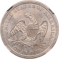 1859 Seated Liberty Quarter (25c) Reverse Image