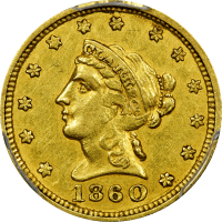 1860 Clark Gruber Gold Quarter Eagle ($2.50) Obverse Image