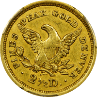 1860 Clark Gruber Gold Quarter Eagle ($2.50) REVERSE Image