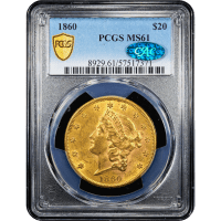 1860 Liberty Gold Double Eagle Obverse Slab Image