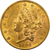 1860 Liberty Gold Double Eagle Obverse Image