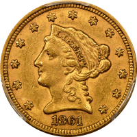 1861 Liberty Gold Quarter Eagle ($2.50) New Reverse Obverse Image