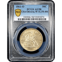 1861-O Seated Liberty Half Dollar (50c) CSA Obverse  Obverse Slab Image
