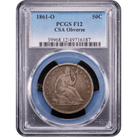 1861-O Seated Liberty Half Dollar (50c) CSA Obverse Obverse Slab Image