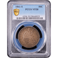 1861-S Seated Liberty Half Dollar (50c) Obverse Slab Image