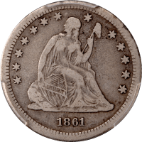 1861-S Seated Liberty Quarter (25c) Obverse Image