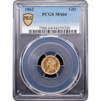 1862 Gold Dollar (G$1) Obverse Slab Image