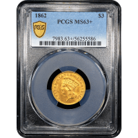 1862 Gold Three Dollars ($3) Obverse Slab Image