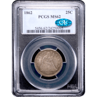 1862 Seated Liberty Quarter (25c) Obverse Slab Image