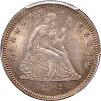 1862 Seated Liberty Quarter (25c) Obverse Image