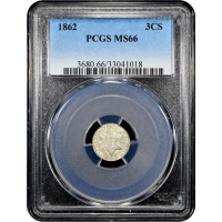 1862 Three Cent Silver (3CS) Obverse Slab Image