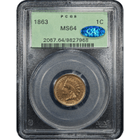 1863 Indian Cent (1c) OGH SLAB Image