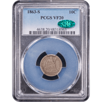 1863-S Seated Liberty Dime (10c) Obverse Slab Image