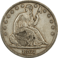1863-S Seated Liberty Half Dollar (50c) Obverse Image