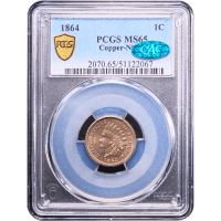 1864 Copper-Nickel Indian Cent (1c) Obverse Slab Image