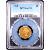 1864 Gold Three Dollar ($3) Obverse Slab Image