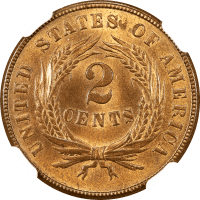 1864 Two Cents (2c) Large Motto REVERSE Image