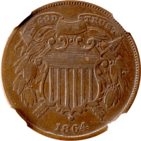 1864 Two Cents (2c) Small Motto Obverse Image