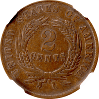 1864 Two Cents (2c) Small Motto REVERSE Image