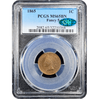 1865 Indian Cent (1c) Fancy 5 Obverse Slab Image