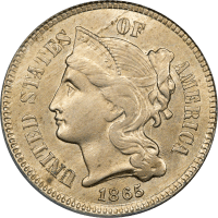 1865 Three Cent Nickel (3CN) OGH Obverse Image