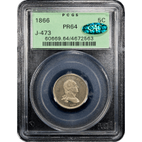 1866 Pattern Nickel (5c) J-473 OGH Obverse Slab Image