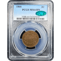 1866 Two Cents (2c) Obverse Slab Image