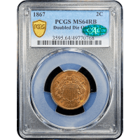 1867 Doubled Die Two Cents (2c) Obverse Slab Image