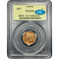 1867 Indian Cent (1c) OGH SLAB Image