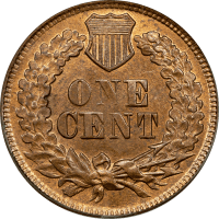 1867 Indian Cent (1c) OGH Reverse Image