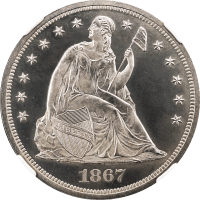 1867 Seated Liberty Dollar ($1) Obverse Image