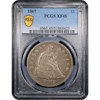 1867 Seated Liberty Dollar ($1) Obverse Slab Image