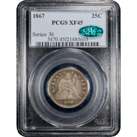 1867 Seated Liberty Quarter (25c) Obverse Slab Image