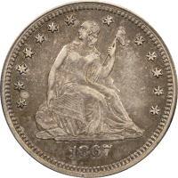 1867 Seated Liberty Quarter (25c) Obverse Image